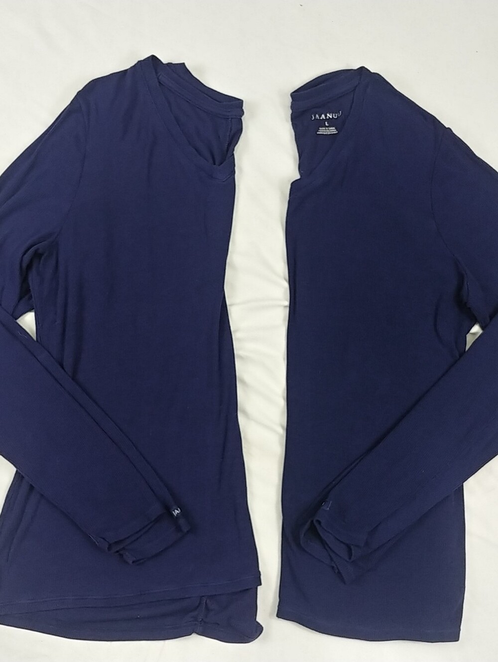 Jaanuu Base Layer 2 Lot Women L Navy Long Sleeve V Neck Stretch